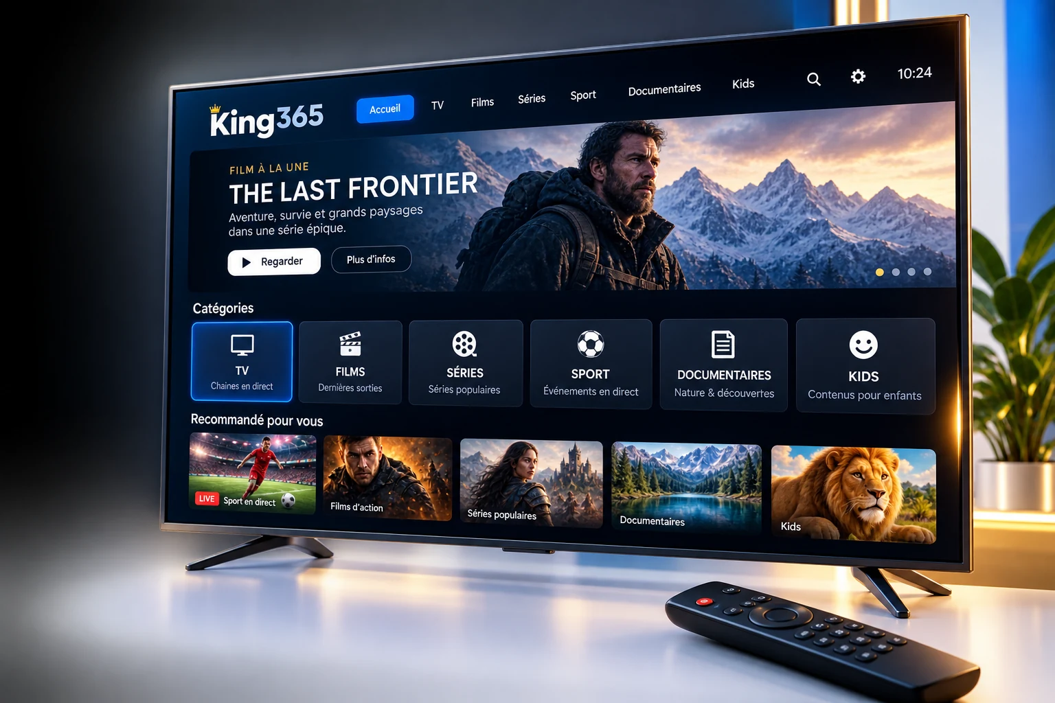 Smart TV avec application King365 configurée